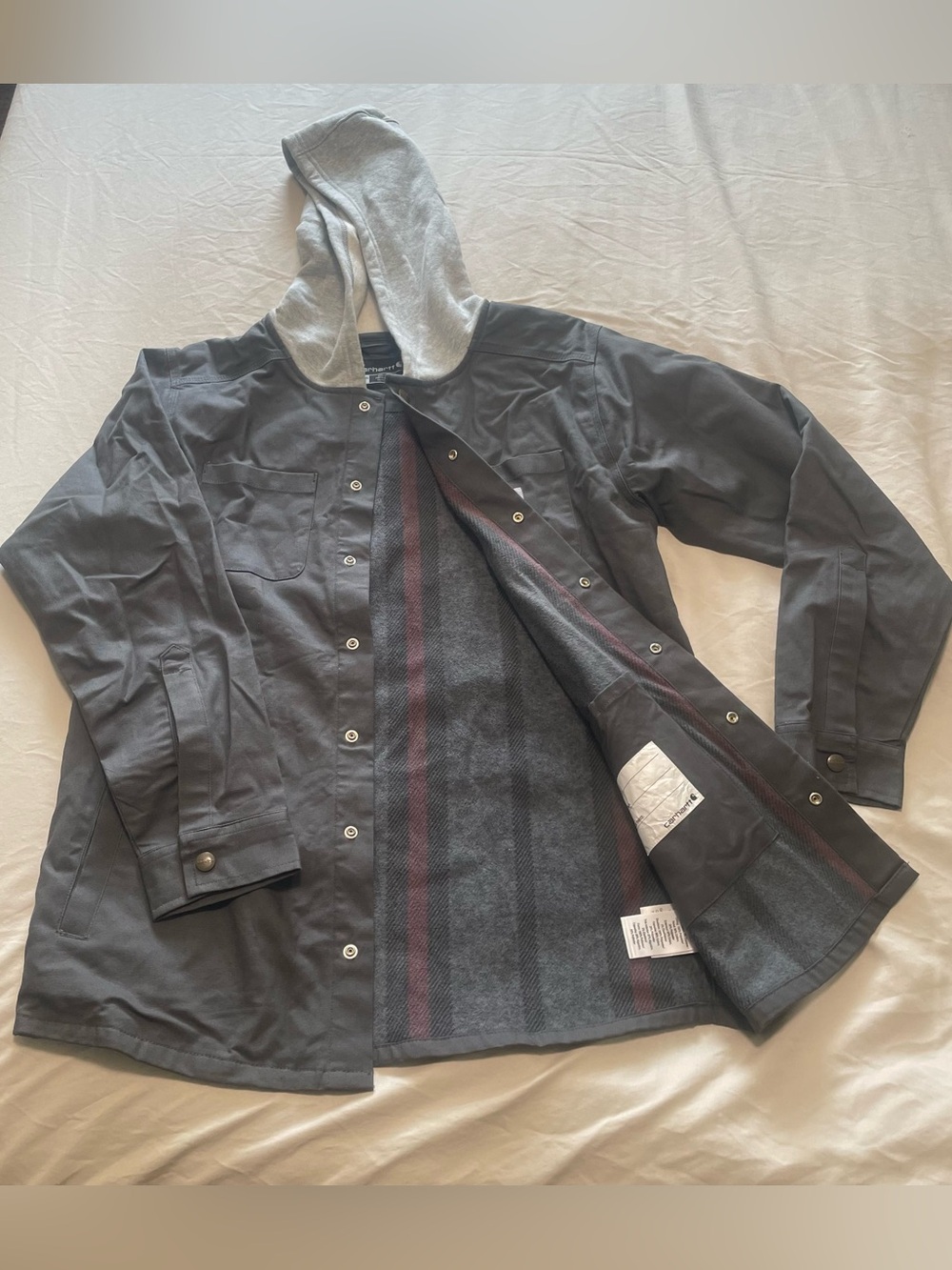 Carhartt Charcoal Gray Hooded Button-Front Jacket